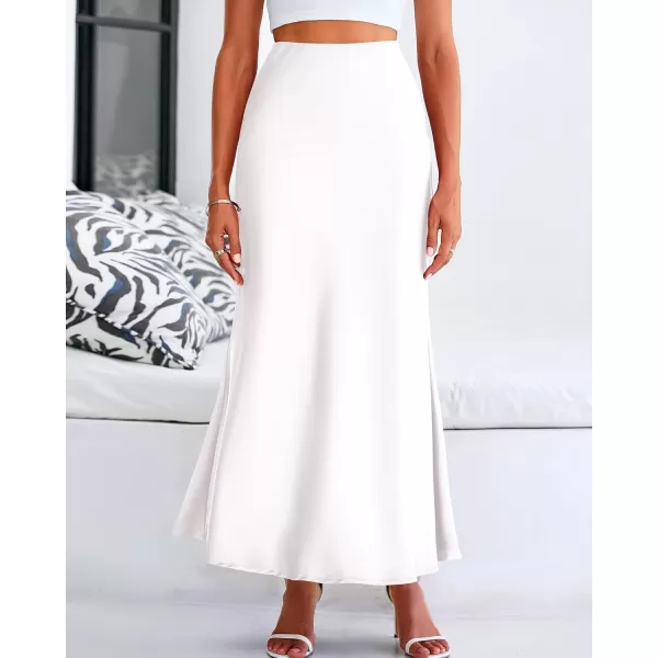 BTFBM Womens Summer Fall Skirt 2024 Silk Elegant High Waist Cocktail Party Wedding Mermaid Satin Maxi SkirtsSolid White