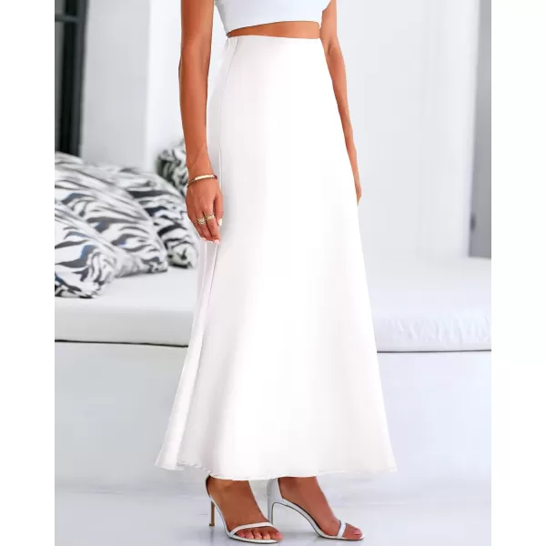 BTFBM Womens Summer Fall Skirt 2024 Silk Elegant High Waist Cocktail Party Wedding Mermaid Satin Maxi SkirtsSolid White