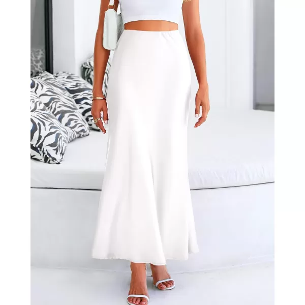 BTFBM Womens Summer Fall Skirt 2024 Silk Elegant High Waist Cocktail Party Wedding Mermaid Satin Maxi SkirtsSolid White