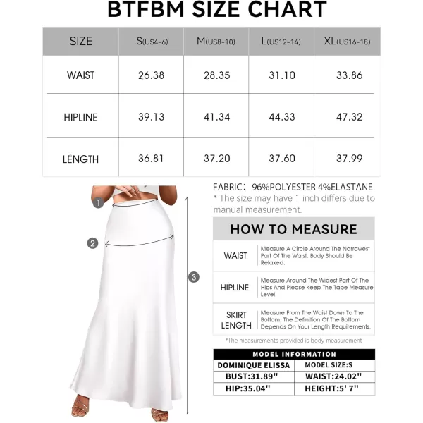 BTFBM Womens Summer Fall Skirt 2024 Silk Elegant High Waist Cocktail Party Wedding Mermaid Satin Maxi SkirtsSolid White