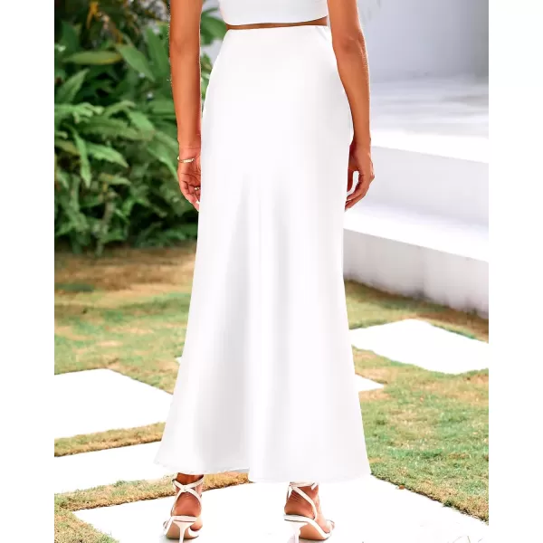 BTFBM Womens Summer Fall Skirt 2024 Silk Elegant High Waist Cocktail Party Wedding Mermaid Satin Maxi SkirtsSolid White