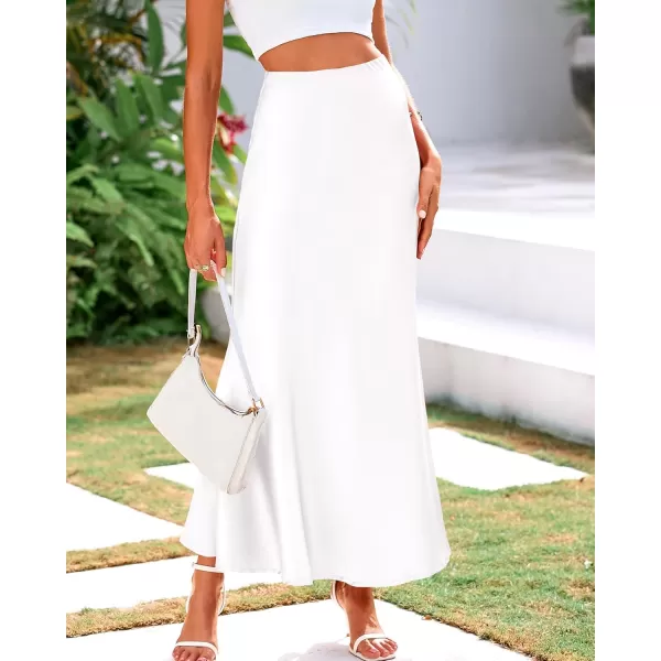 BTFBM Womens Summer Fall Skirt 2024 Silk Elegant High Waist Cocktail Party Wedding Mermaid Satin Maxi SkirtsSolid White