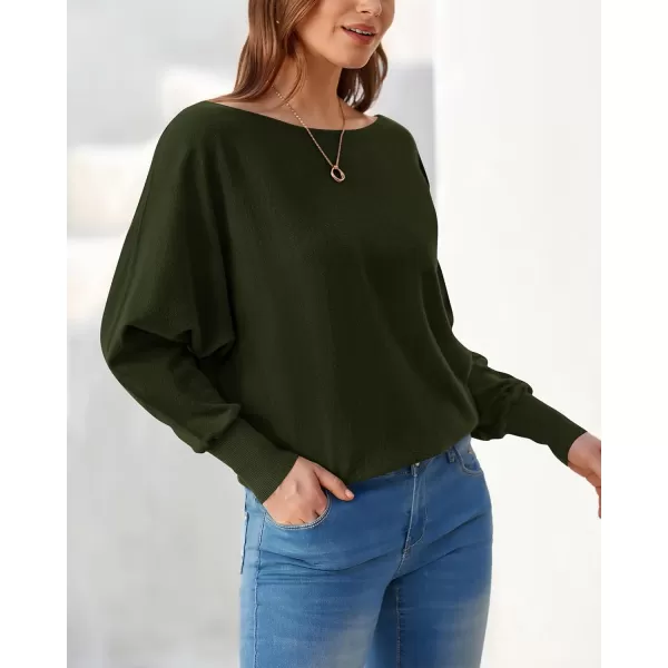 BTFBM Womens Trendy Off Shoulder Sweater 2024 Fall Long Sleeve Casual Loose Tunics Asymmetrical Pullover Going Out TopsArmy Green