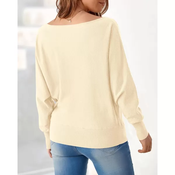 BTFBM Womens Trendy Off Shoulder Sweater 2024 Fall Long Sleeve Casual Loose Tunics Asymmetrical Pullover Going Out TopsBeige White