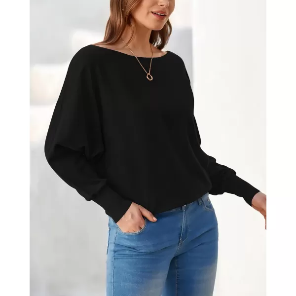 BTFBM Womens Trendy Off Shoulder Sweater 2024 Fall Long Sleeve Casual Loose Tunics Asymmetrical Pullover Going Out TopsBlack