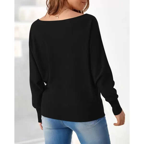 BTFBM Womens Trendy Off Shoulder Sweater 2024 Fall Long Sleeve Casual Loose Tunics Asymmetrical Pullover Going Out TopsBlack