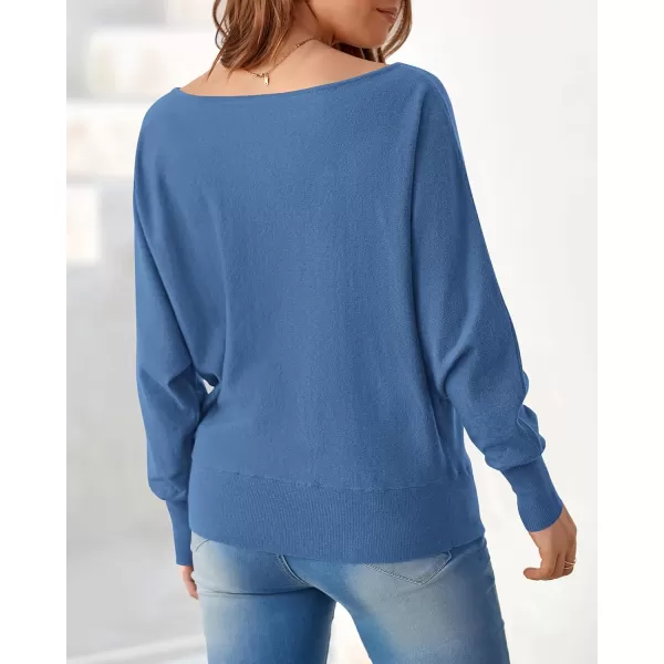 BTFBM Womens Trendy Off Shoulder Sweater 2024 Fall Long Sleeve Casual Loose Tunics Asymmetrical Pullover Going Out TopsBlue Grey