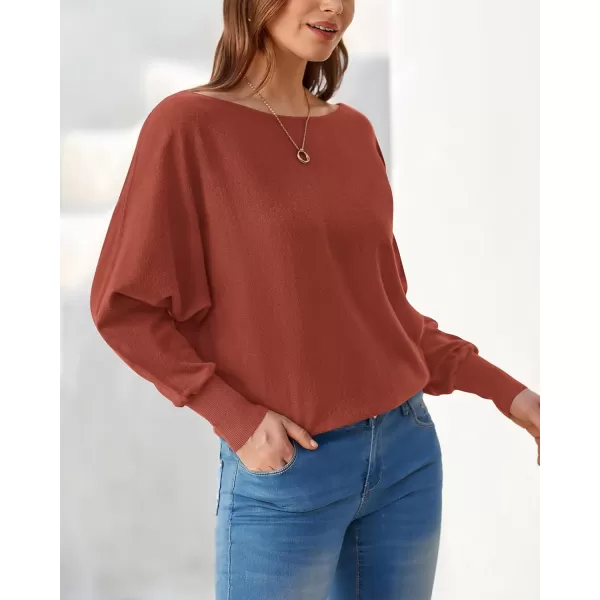 BTFBM Womens Trendy Off Shoulder Sweater 2024 Fall Long Sleeve Casual Loose Tunics Asymmetrical Pullover Going Out TopsBrick Red