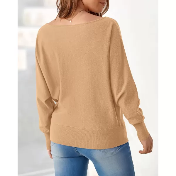 BTFBM Womens Trendy Off Shoulder Sweater 2024 Fall Long Sleeve Casual Loose Tunics Asymmetrical Pullover Going Out TopsKhaki