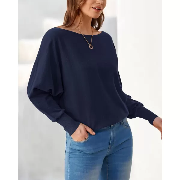 BTFBM Womens Trendy Off Shoulder Sweater 2024 Fall Long Sleeve Casual Loose Tunics Asymmetrical Pullover Going Out TopsNavy