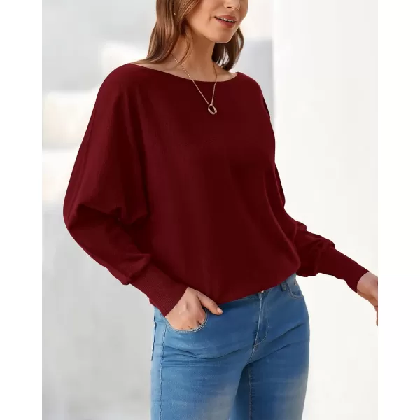 BTFBM Womens Trendy Off Shoulder Sweater 2024 Fall Long Sleeve Casual Loose Tunics Asymmetrical Pullover Going Out TopsWine Red