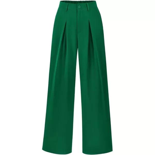 BTFBM Women High Waist Casual Wide Leg Long Palazzo Pants Button Down Loose Business Work Office Trousers with PocketsSolid Green