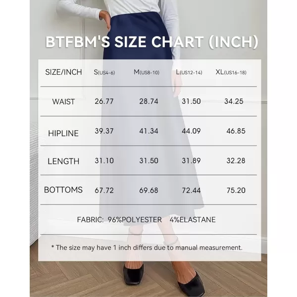 BTFBM 2024 Women Long Satin Summer Spring Skirt Silk Elegant High Waist Cocktail Party Wedding Flared ALine Midi SkirtsSolid Navy