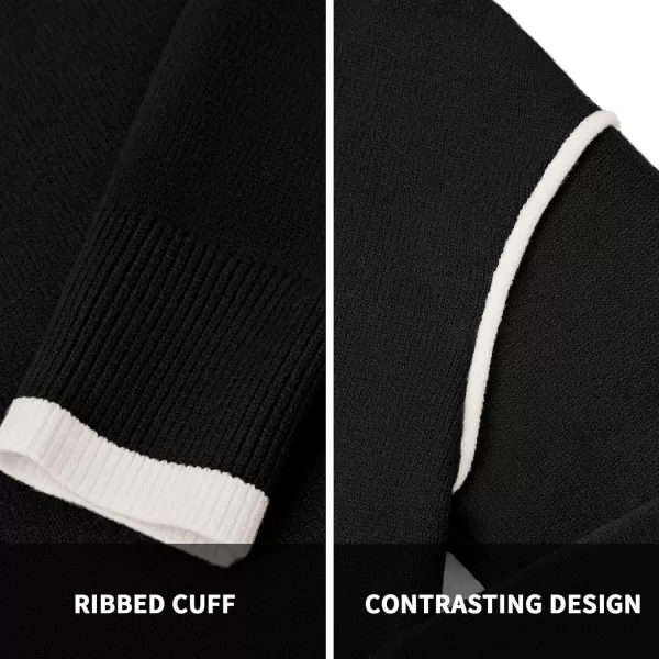 BTFBM Fall Sweaters for Women 2024 Trendy Casual Crew Neck Long Sleeve Loose Ribbed Knit Sweater Pullover Jumper TopsSolid Black