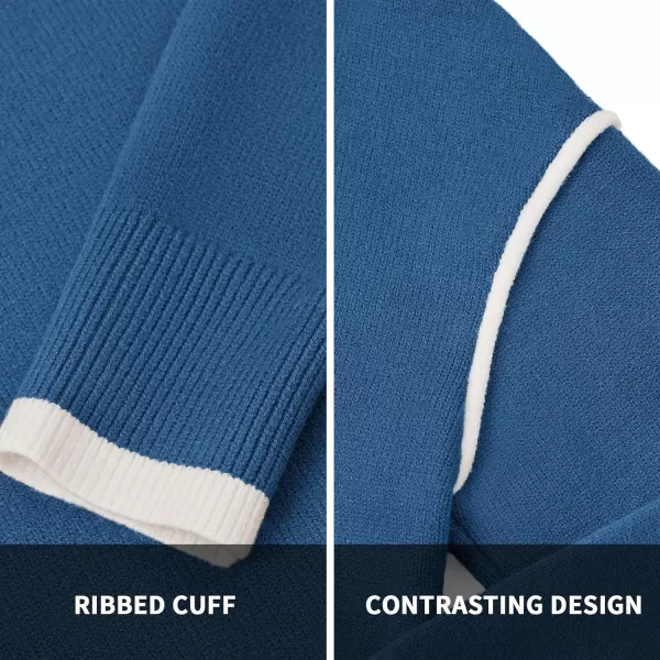 BTFBM Fall Sweaters for Women 2024 Trendy Casual Crew Neck Long Sleeve Loose Ribbed Knit Sweater Pullover Jumper TopsSolid Denim Blue
