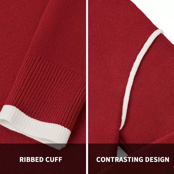 BTFBM Fall Sweaters for Women 2024 Trendy Casual Crew Neck Long Sleeve Loose Ribbed Knit Sweater Pullover Jumper TopsSolid Red