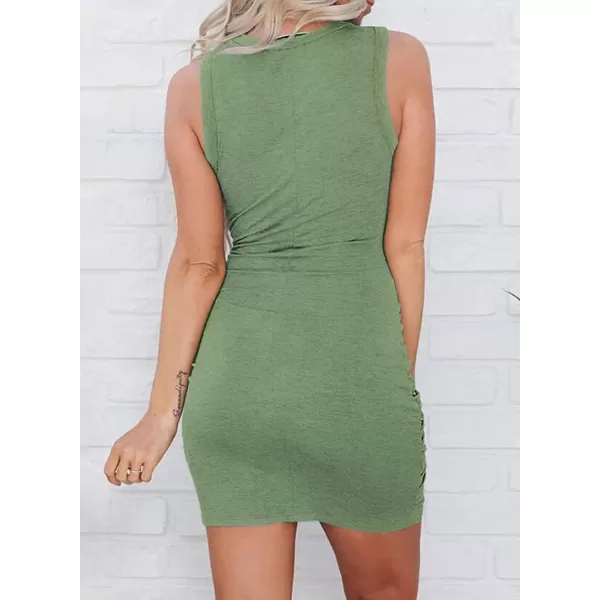 BTFBM Women 2024 Summer Sleeveless Casual Crewneck Bodycon Tank Dress Cutout Twist Slim Wrap Club Party Evening DressesBean Green