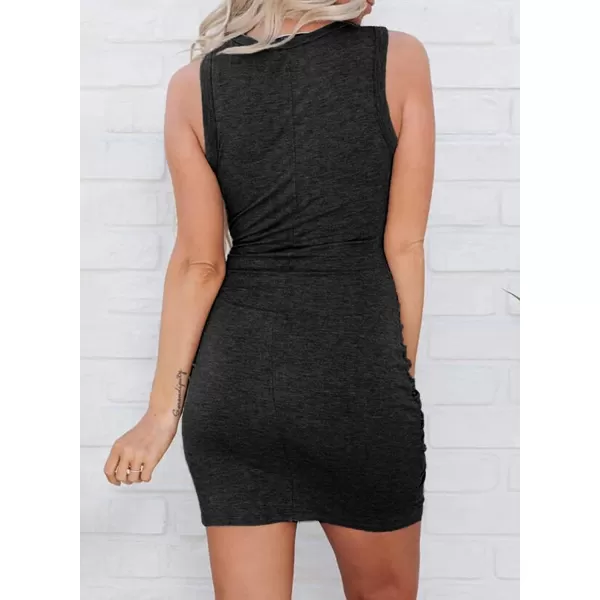 BTFBM Women 2024 Summer Sleeveless Casual Crewneck Bodycon Tank Dress Cutout Twist Slim Wrap Club Party Evening DressesBlack