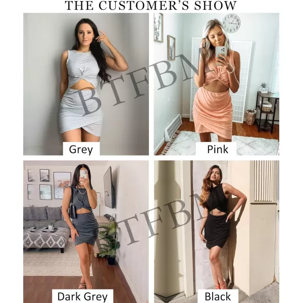 BTFBM Women 2024 Summer Sleeveless Casual Crewneck Bodycon Tank Dress Cutout Twist Slim Wrap Club Party Evening DressesGreen