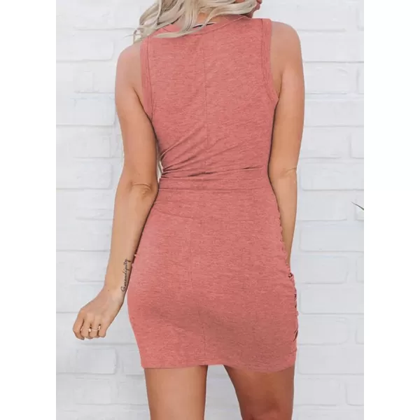 BTFBM Women 2024 Summer Sleeveless Casual Crewneck Bodycon Tank Dress Cutout Twist Slim Wrap Club Party Evening DressesPink