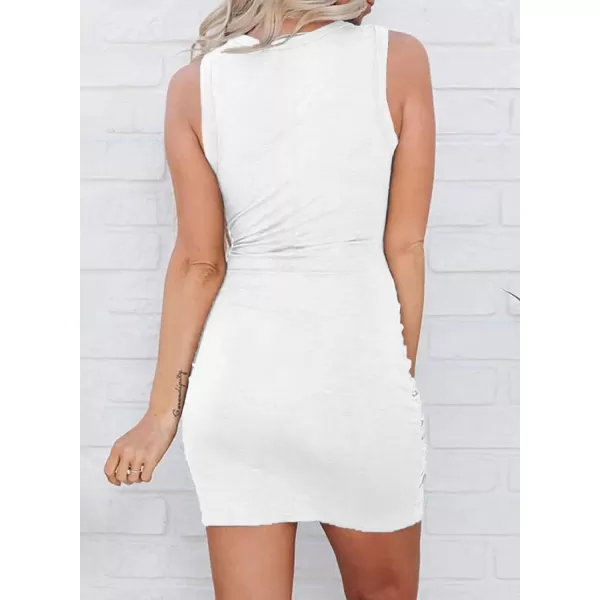BTFBM Women 2024 Summer Sleeveless Casual Crewneck Bodycon Tank Dress Cutout Twist Slim Wrap Club Party Evening DressesWhite