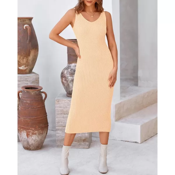BTFBM Women Fall Knit Sweater Dress Set Bodycon Slit Midi Dresses Button Down Long Sleeve Cropped Cardigan 2 Piece SetsBeige