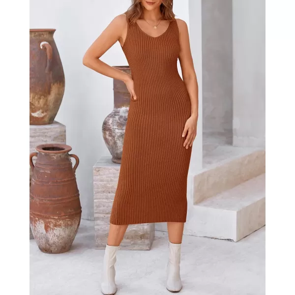 BTFBM Women Fall Knit Sweater Dress Set Bodycon Slit Midi Dresses Button Down Long Sleeve Cropped Cardigan 2 Piece SetsCaramel