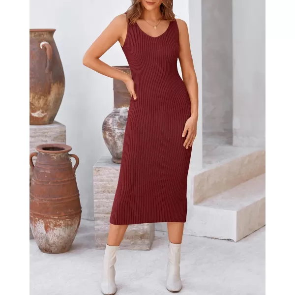 BTFBM Women Fall Knit Sweater Dress Set Bodycon Slit Midi Dresses Button Down Long Sleeve Cropped Cardigan 2 Piece SetsWine Red