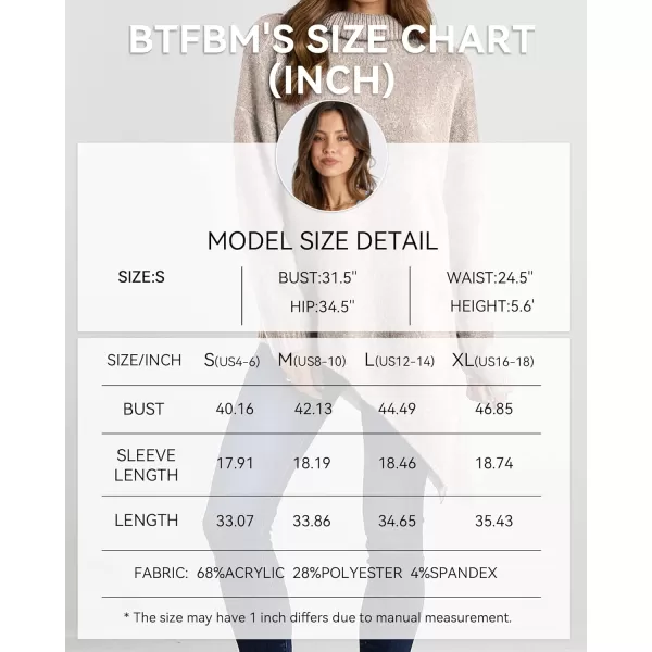 BTFBM Women Long Sleeve Turtleneck Knit Sweater Asymmetric Hem Oversized Fall Winter Sweaters Casual Pullover JumperBeige White