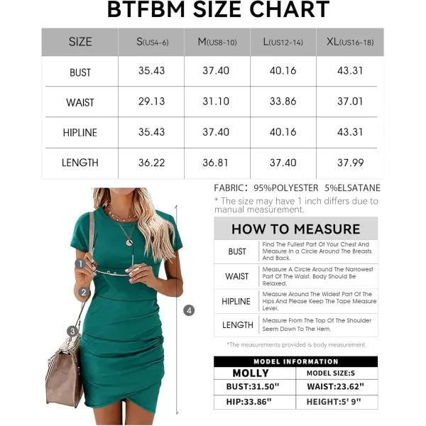 BTFBM Womens 2024 Summer Casual Beach Dresses Crew Neck Short Sleeve Wrap Party Club Mini Ruched Bodycon T Shirt DressCyan Blue