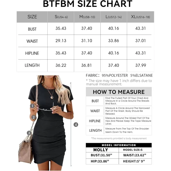 BTFBM Womens 2024 Summer Casual Beach Dresses Crew Neck Short Sleeve Wrap Party Club Mini Ruched Bodycon T Shirt DressDark Grey