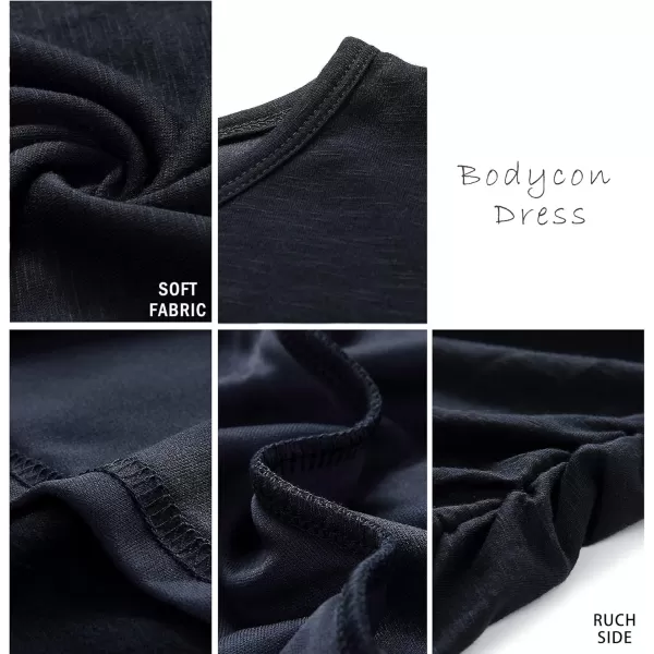 BTFBM Womens 2024 Summer Casual Beach Dresses Crew Neck Short Sleeve Wrap Party Club Mini Ruched Bodycon T Shirt DressNavy