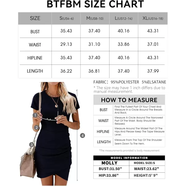 BTFBM Womens 2024 Summer Casual Beach Dresses Crew Neck Short Sleeve Wrap Party Club Mini Ruched Bodycon T Shirt DressNavy