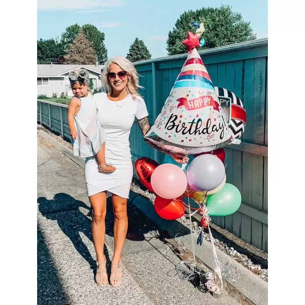 BTFBM Womens 2024 Summer Casual Beach Dresses Crew Neck Short Sleeve Wrap Party Club Mini Ruched Bodycon T Shirt DressWhite