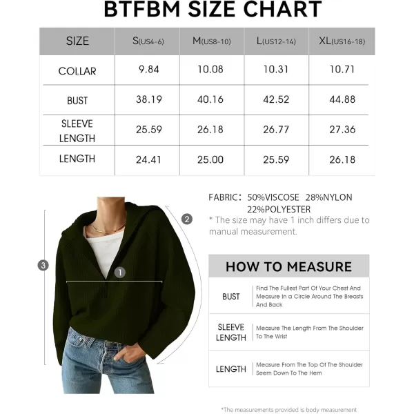 BTFBM Womens Casual Long Sleeve Half Zip Pullover Sweaters Solid V Neck Collar Ribbed Knitted Loose Slouchy Jumper TopsSolid Army Green