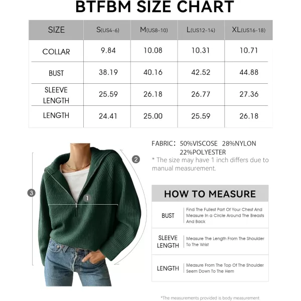 BTFBM Womens Casual Long Sleeve Half Zip Pullover Sweaters Solid V Neck Collar Ribbed Knitted Loose Slouchy Jumper TopsSolid Green