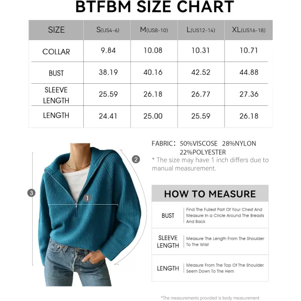 BTFBM Womens Casual Long Sleeve Half Zip Pullover Sweaters Solid V Neck Collar Ribbed Knitted Loose Slouchy Jumper TopsSolid Grey Blue