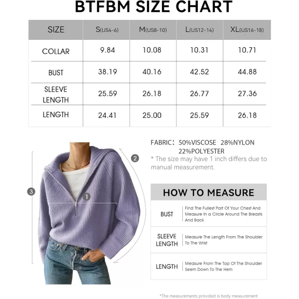 BTFBM Womens Casual Long Sleeve Half Zip Pullover Sweaters Solid V Neck Collar Ribbed Knitted Loose Slouchy Jumper TopsSolid Grey Purple