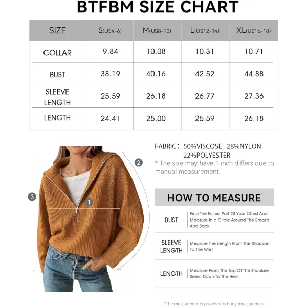 BTFBM Womens Casual Long Sleeve Half Zip Pullover Sweaters Solid V Neck Collar Ribbed Knitted Loose Slouchy Jumper TopsSolid Khaki