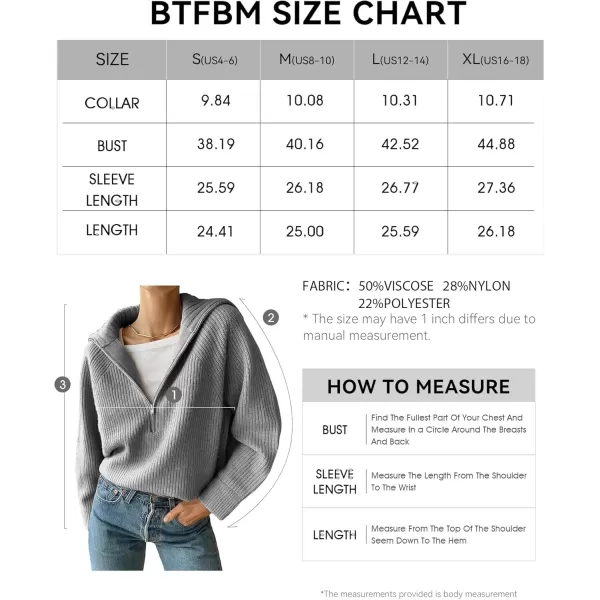 BTFBM Womens Casual Long Sleeve Half Zip Pullover Sweaters Solid V Neck Collar Ribbed Knitted Loose Slouchy Jumper TopsSolid Light Grey