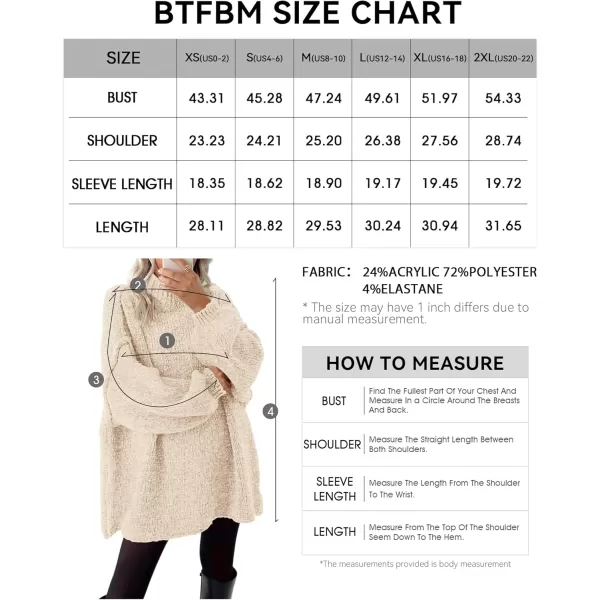 BTFBM Womens Long Pullover Sweaters 2024 Fall Winter Mock Neck Long Sleeve Thick Oversized Casual Knitted Jumper TopsApricot