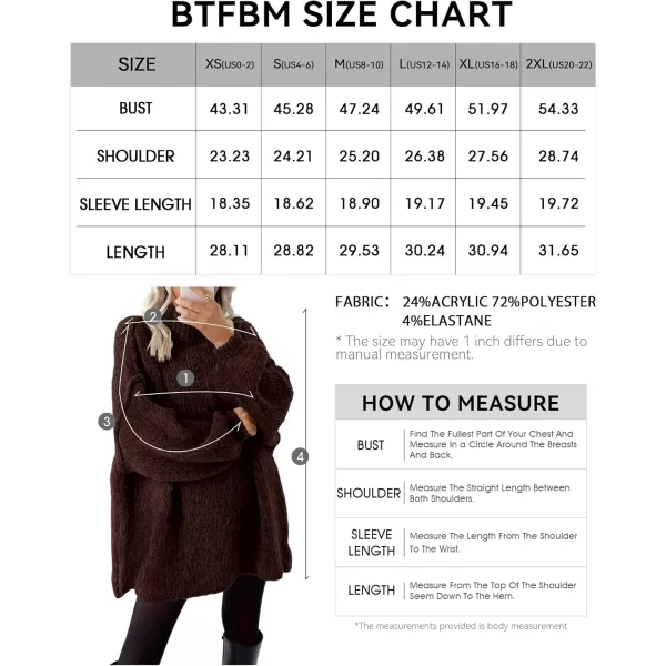 BTFBM Womens Long Pullover Sweaters 2024 Fall Winter Mock Neck Long Sleeve Thick Oversized Casual Knitted Jumper TopsBrown