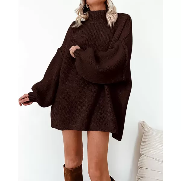 BTFBM Womens Long Pullover Sweaters 2024 Fall Winter Mock Neck Long Sleeve Thick Oversized Casual Knitted Jumper TopsBrown
