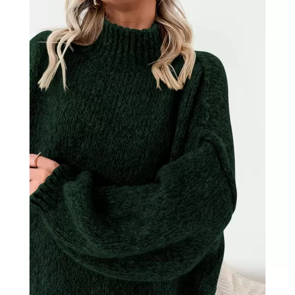 BTFBM Womens Long Pullover Sweaters 2024 Fall Winter Mock Neck Long Sleeve Thick Oversized Casual Knitted Jumper TopsDark Green