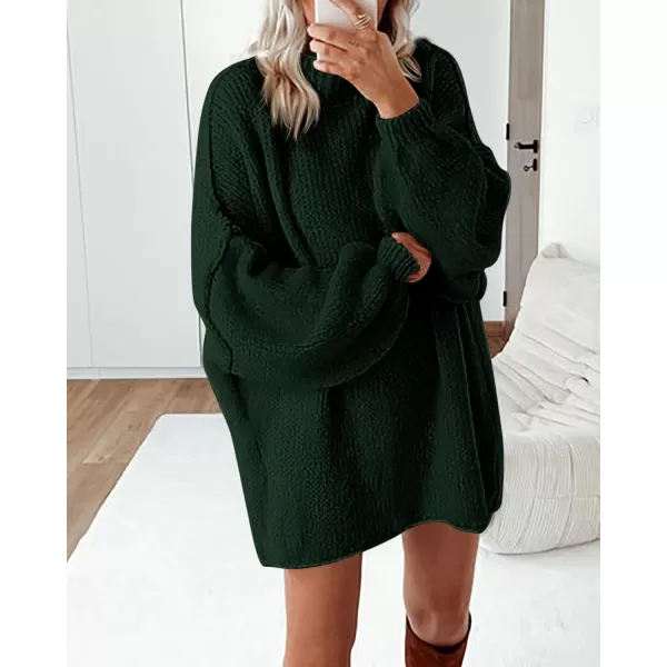 BTFBM Womens Long Pullover Sweaters 2024 Fall Winter Mock Neck Long Sleeve Thick Oversized Casual Knitted Jumper TopsDark Green