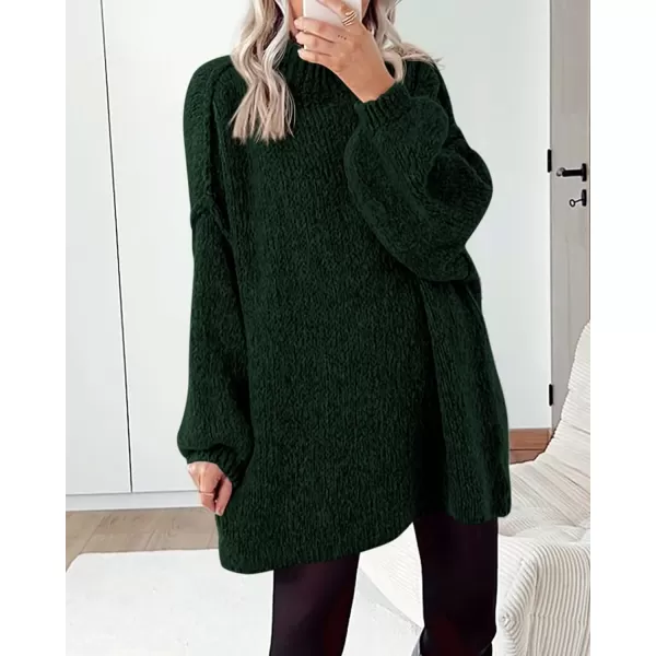 BTFBM Womens Long Pullover Sweaters 2024 Fall Winter Mock Neck Long Sleeve Thick Oversized Casual Knitted Jumper TopsDark Green