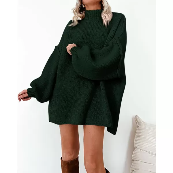 BTFBM Womens Long Pullover Sweaters 2024 Fall Winter Mock Neck Long Sleeve Thick Oversized Casual Knitted Jumper TopsDark Green