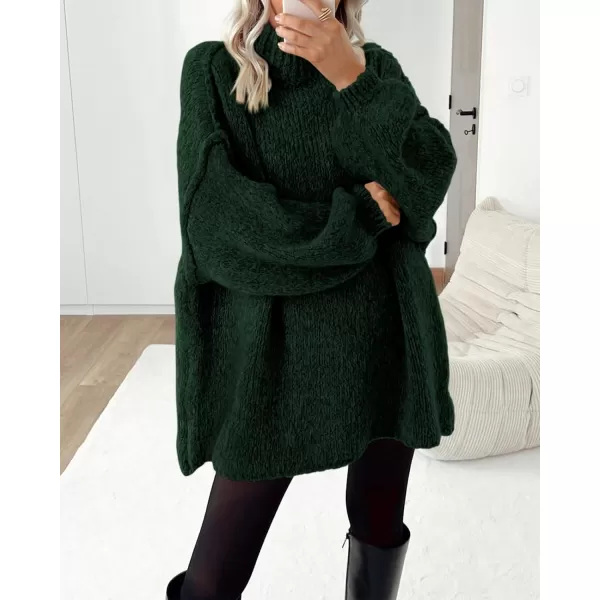 BTFBM Womens Long Pullover Sweaters 2024 Fall Winter Mock Neck Long Sleeve Thick Oversized Casual Knitted Jumper TopsDark Green