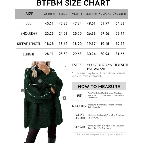 BTFBM Womens Long Pullover Sweaters 2024 Fall Winter Mock Neck Long Sleeve Thick Oversized Casual Knitted Jumper TopsDark Green
