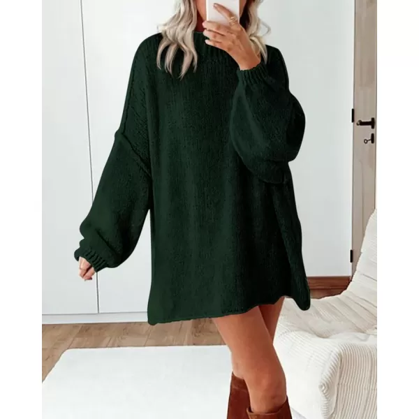 BTFBM Womens Long Pullover Sweaters 2024 Fall Winter Mock Neck Long Sleeve Thick Oversized Casual Knitted Jumper TopsDark Green